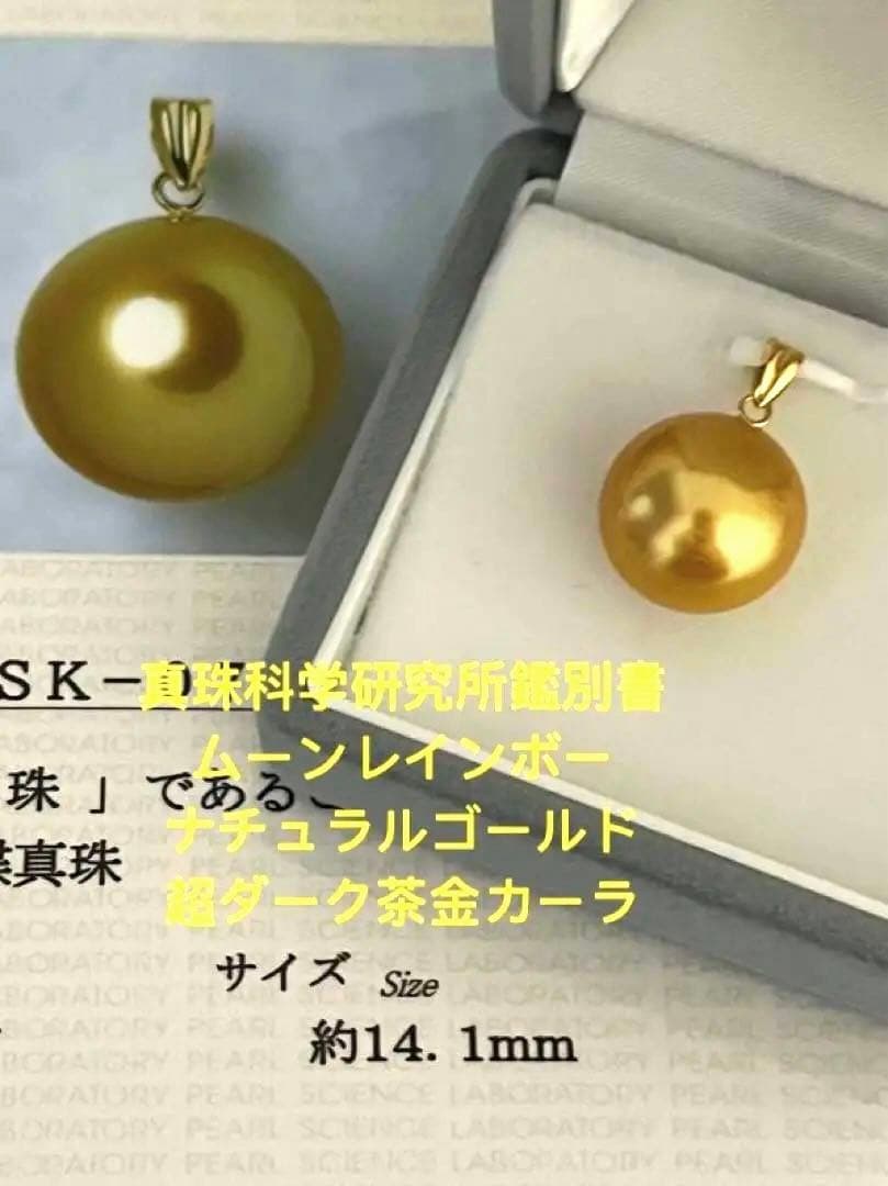 激安南洋白蝶真珠ペンダントナチュラル茶金　真珠科学研究所オーロラムーンレインボー