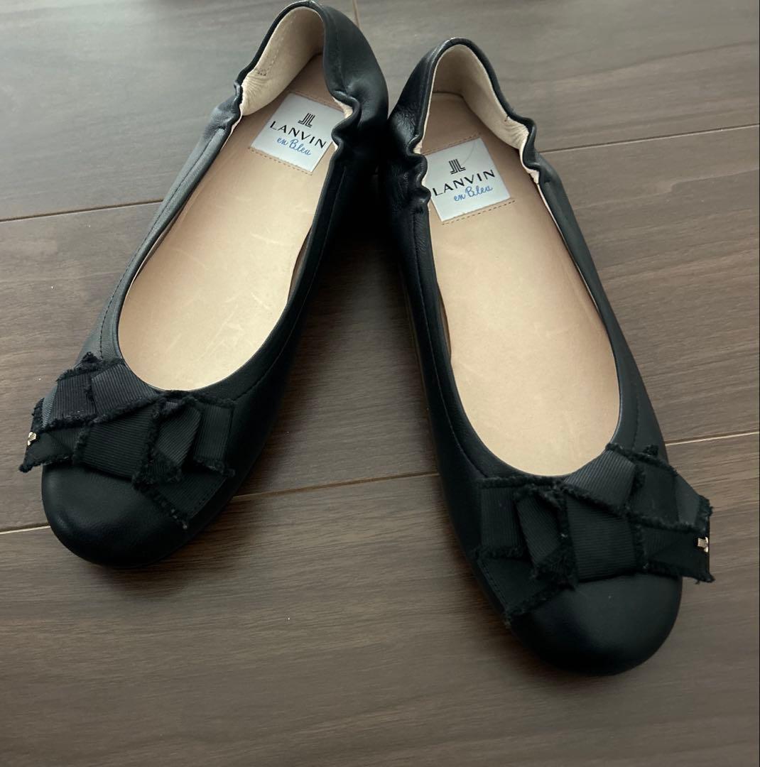 【LANVIN en Bleu】リボンモチーフバレエシューズ