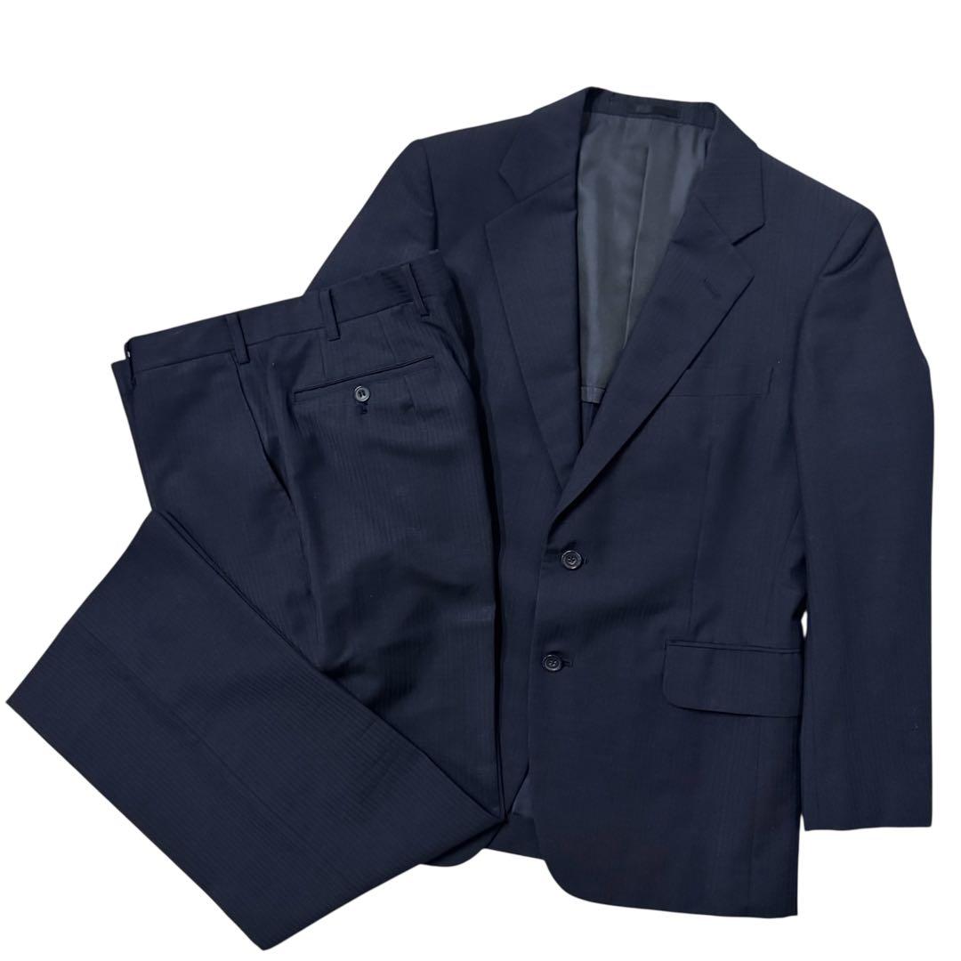 【美品】　Burberry スーツ　セットアップ　ネイビー モヘア　ストライプ