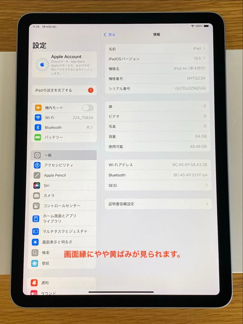 iPad Air 第4世代 美品　良好状態　iPad本体