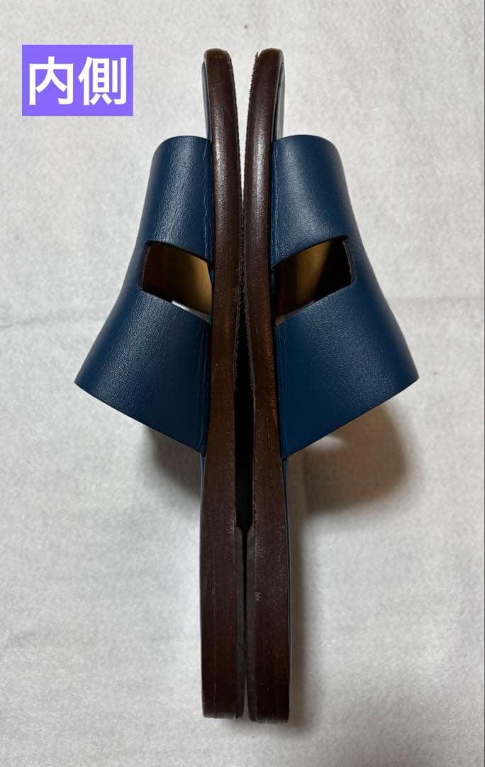 値下げ　HERMES エルメス イズミール メンズサンダル ネイビー 紺