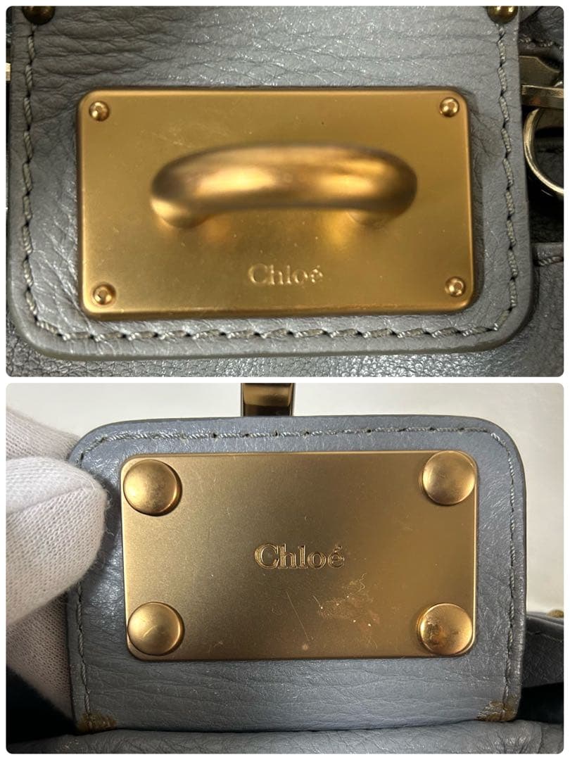 Chloe クロエ パディントン 2wayハンドバッグ 南京錠 ブルーグレー