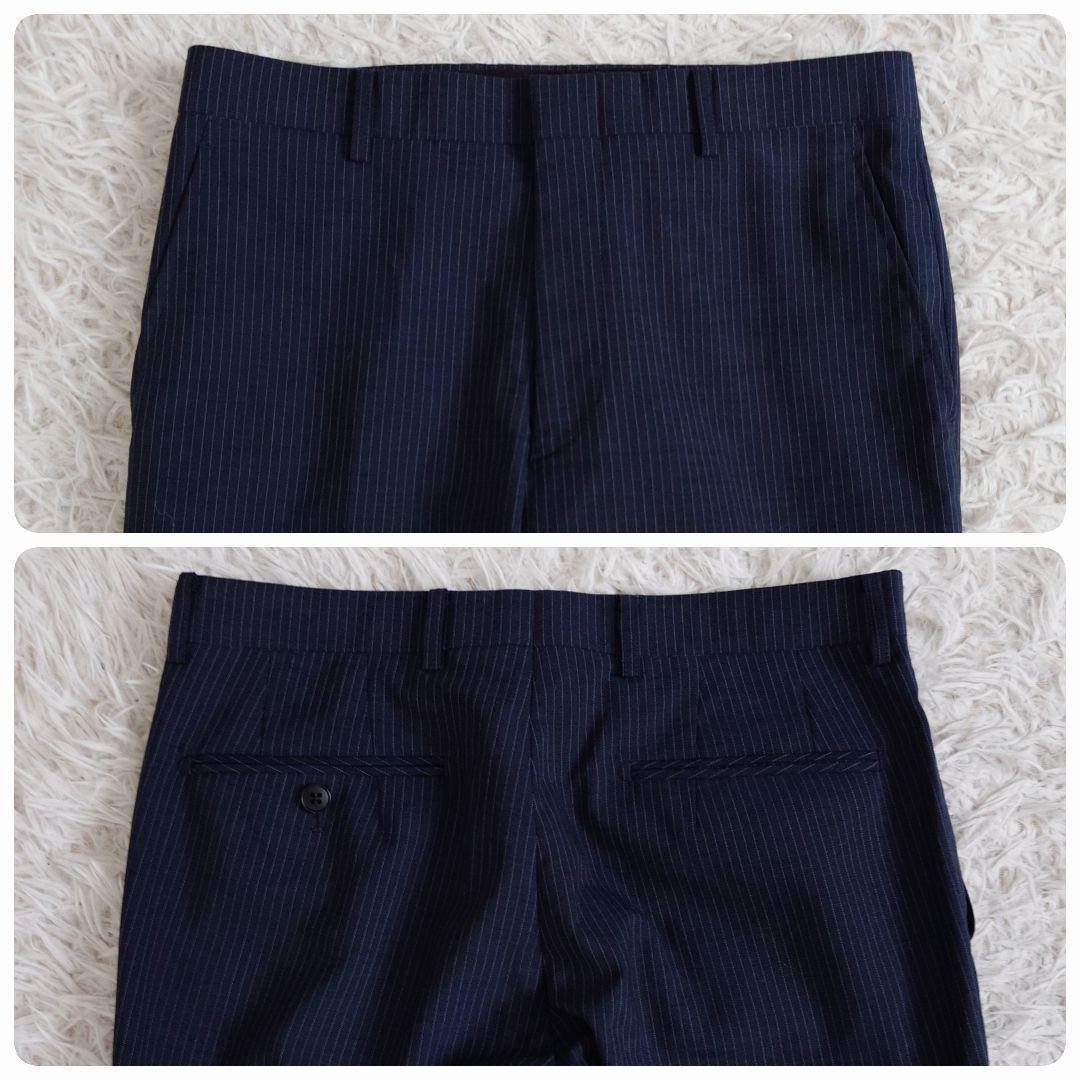 ジャーナルワークス　スリーピーススーツ　ネイビー　ストライプ　Y5　細身　M相当