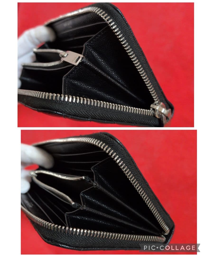 SANT LAURENT／サンローラン 長財布　 キャビアスキン ／YSL／黒