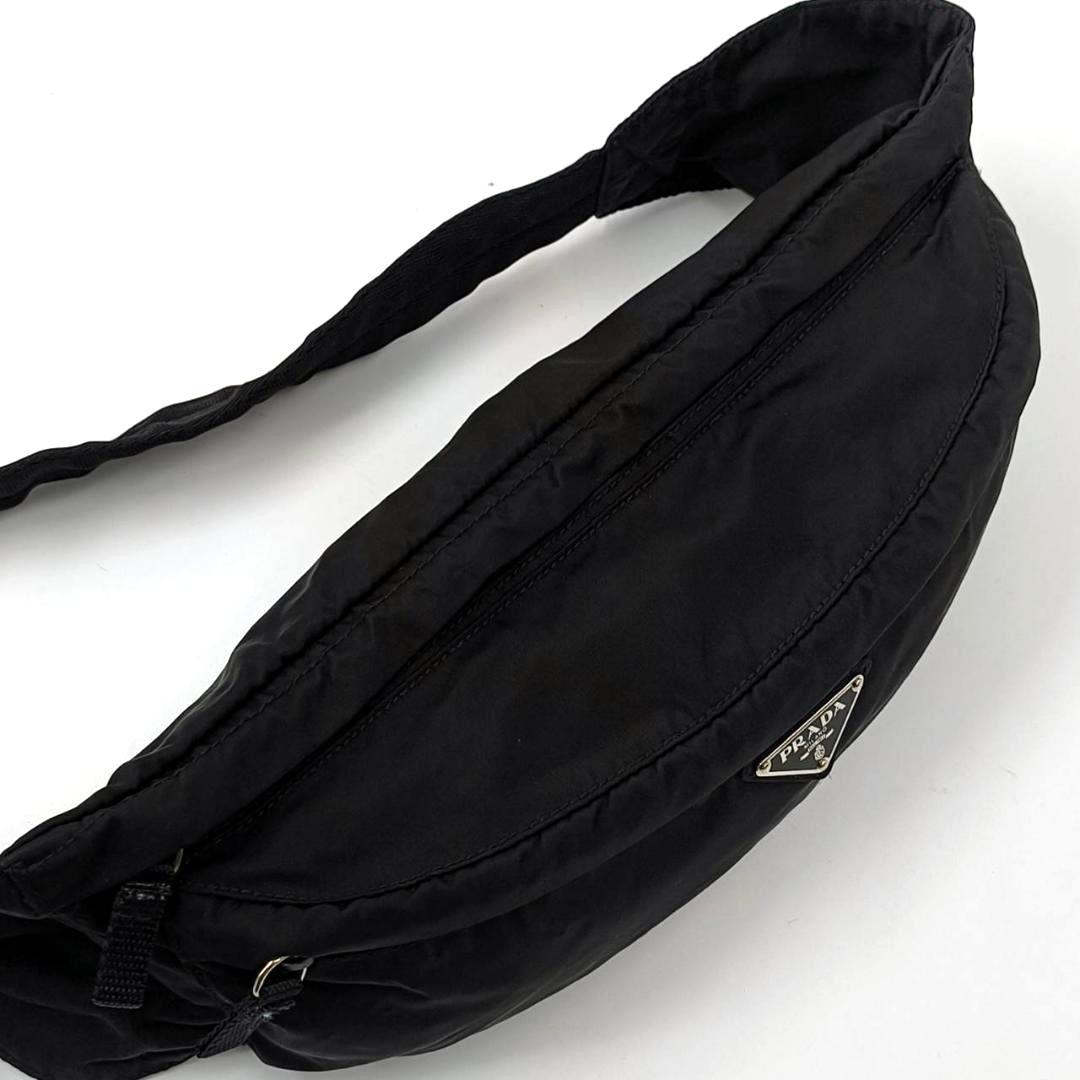 美品希少✨プラダ ウエストポーチ ボディバッグ ナイロン 三角ロゴ 黒 白タグ