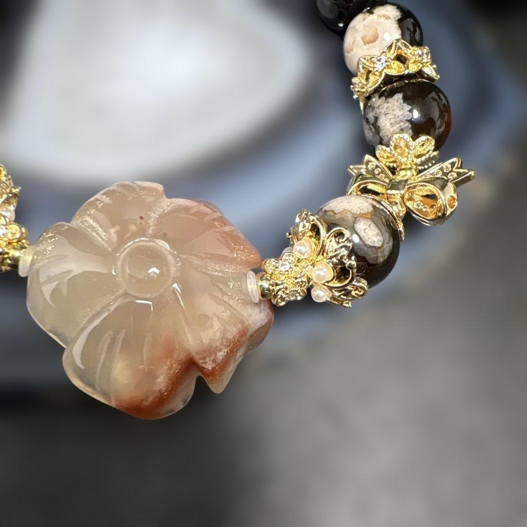 ＊蓮華様おまとめ＊【手彫り】桜瑪瑙　薔薇　夜桜瑪瑙　ブレスレット