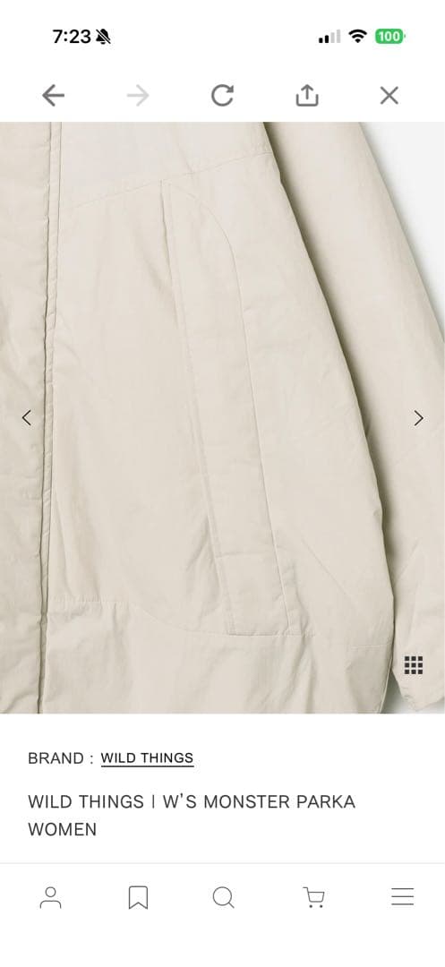 ほぼ未使用　ワイルドシングス　モンスターパーカー　黒　ビショップ