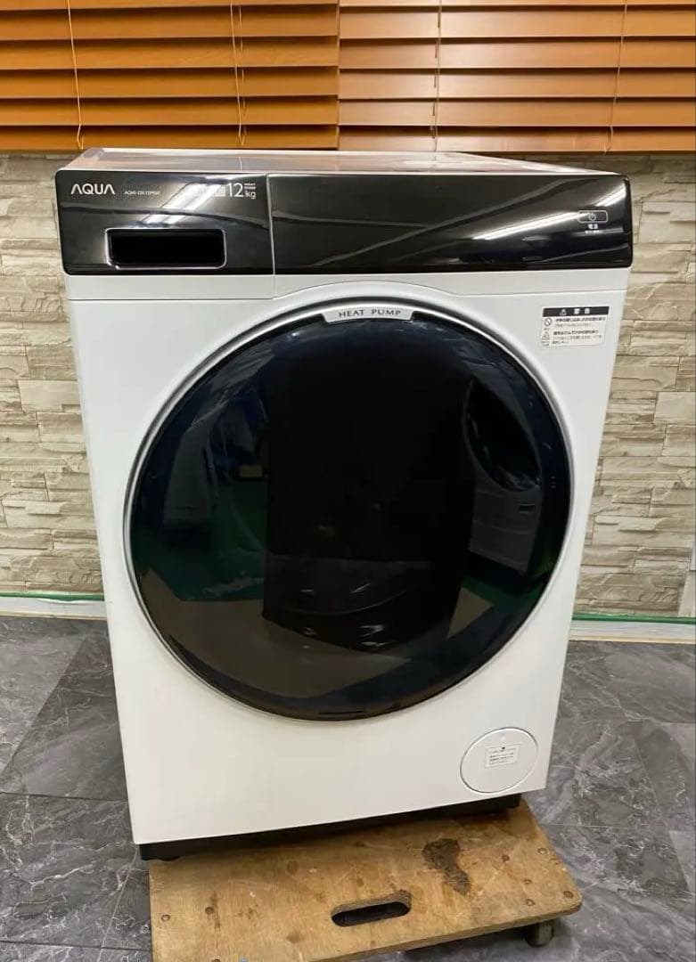 【美品】 12kg アクア AQUA ドラム洗濯機　AQW-DX12P-L