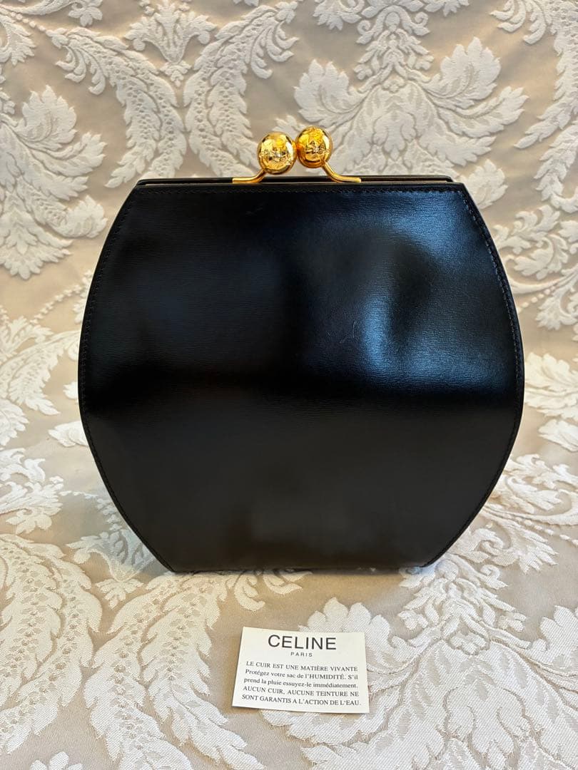 CELINE ブラックレザー クラッチバッグ