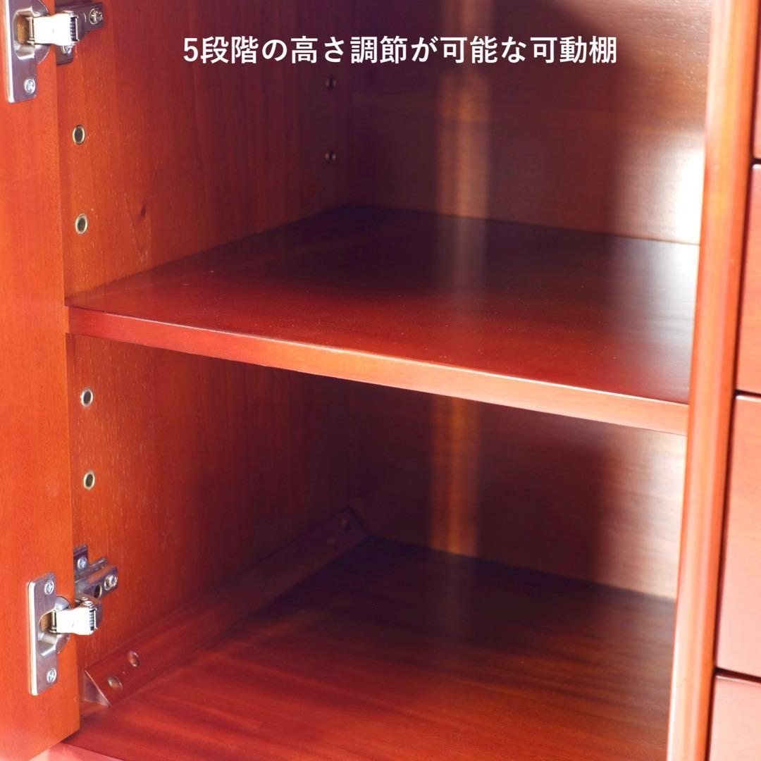 G 新品 北欧 リビングボード キャビネット 80cm サイドボード 赤茶色