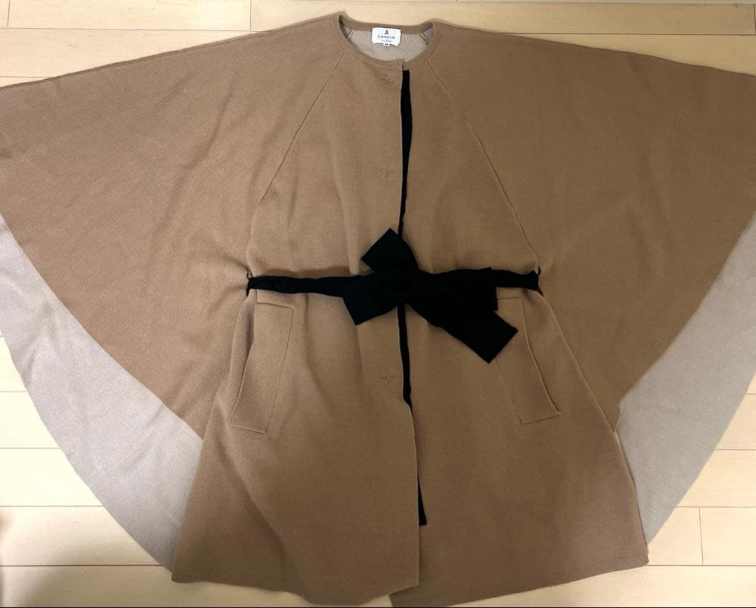 ランバンオンブルー ニットポンチョ キャメル