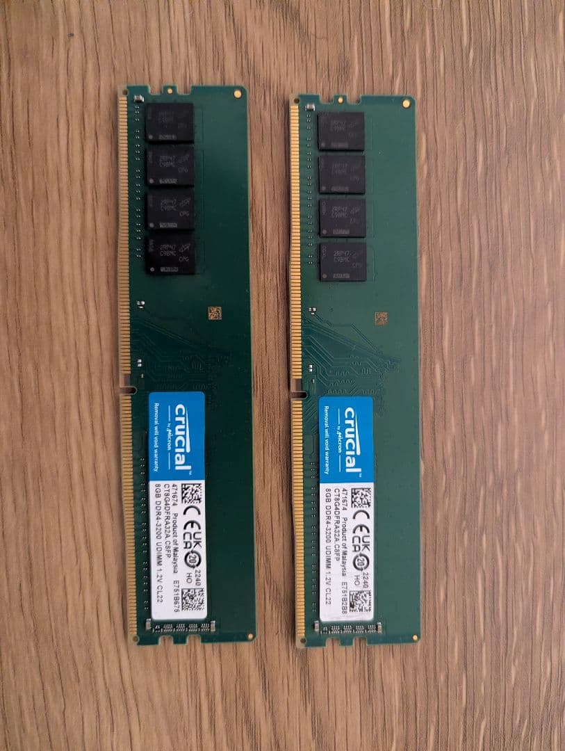16GB Crucial DDR4 8GB メモリ 2400MHz 2枚セット