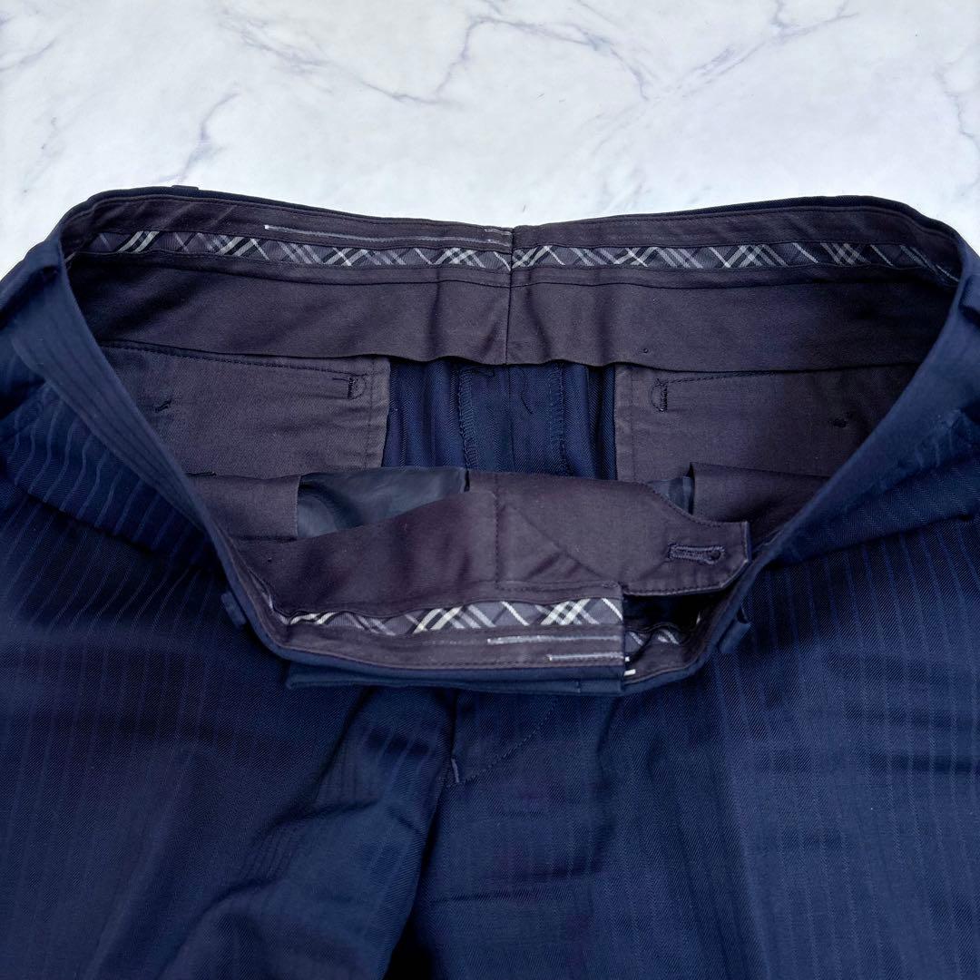 美品 BURBERRY BLACK LABEL ネイビー ストライプ スーツ L