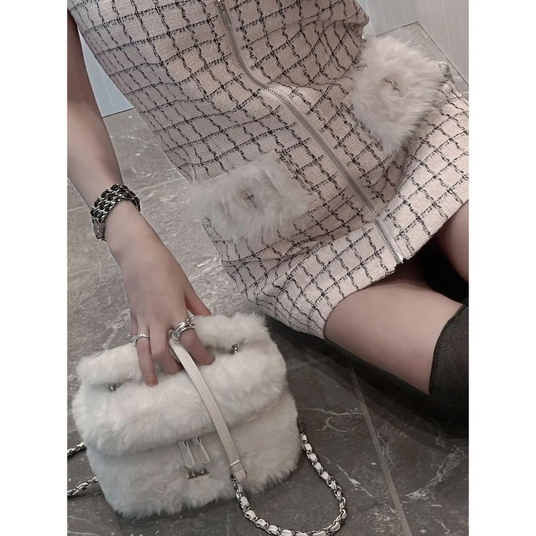 新品タグ付 ダーリッチ フロントファスナーツイードミニワンピース ピンク フリー