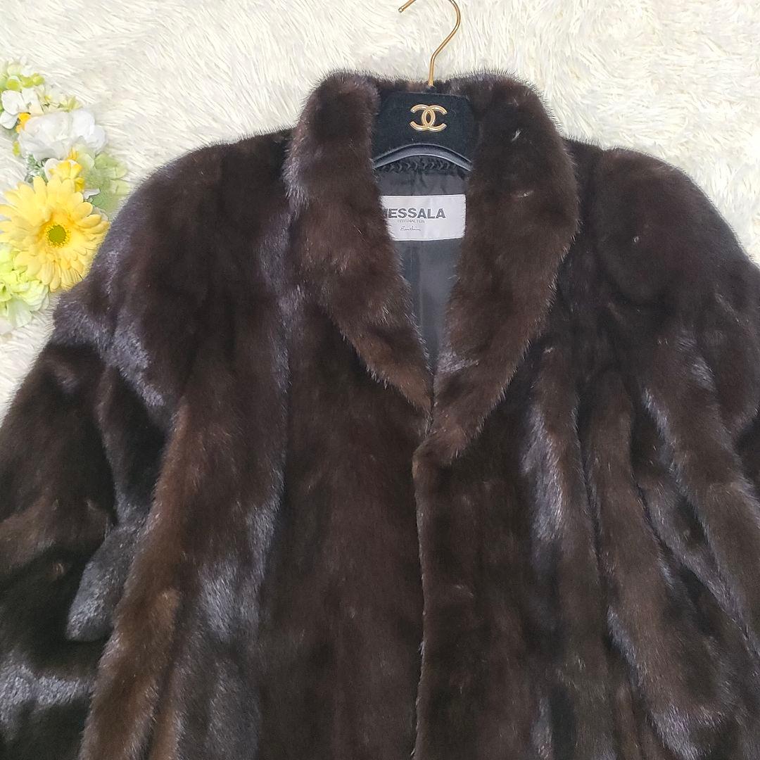 超高級 13号 SAGA MINK ミンクファー コート 毛皮 リアルファー 茶