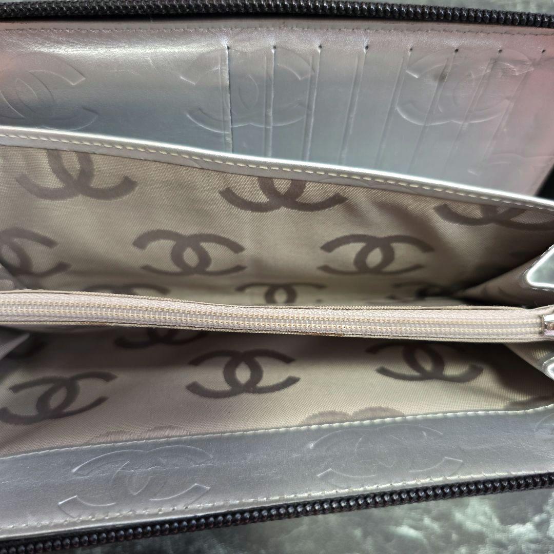 極美品CHANEL オーガナイザーカンボンライン長財布 黒 シルバー　ココマーク