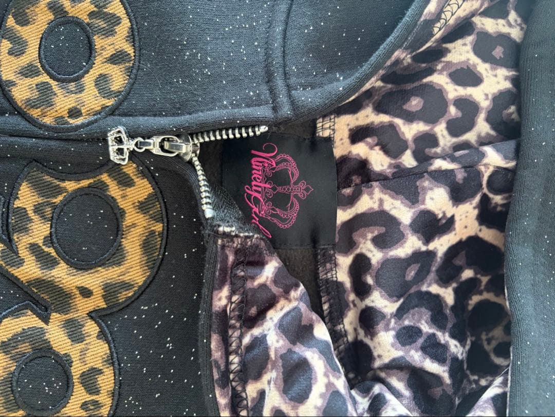 9090 logoGlitterジップパーカー