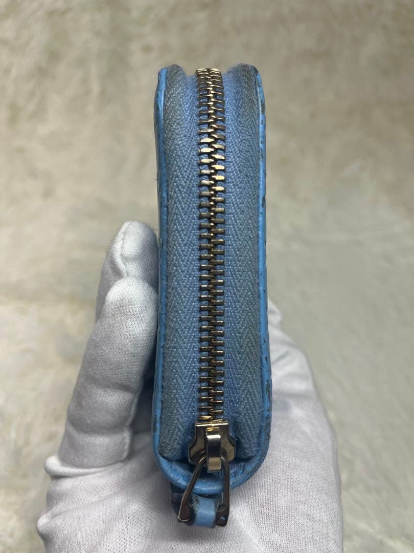 ✨人気✨ GUCCI マイクログッチシマ ラウンドファスナー ライトブルー