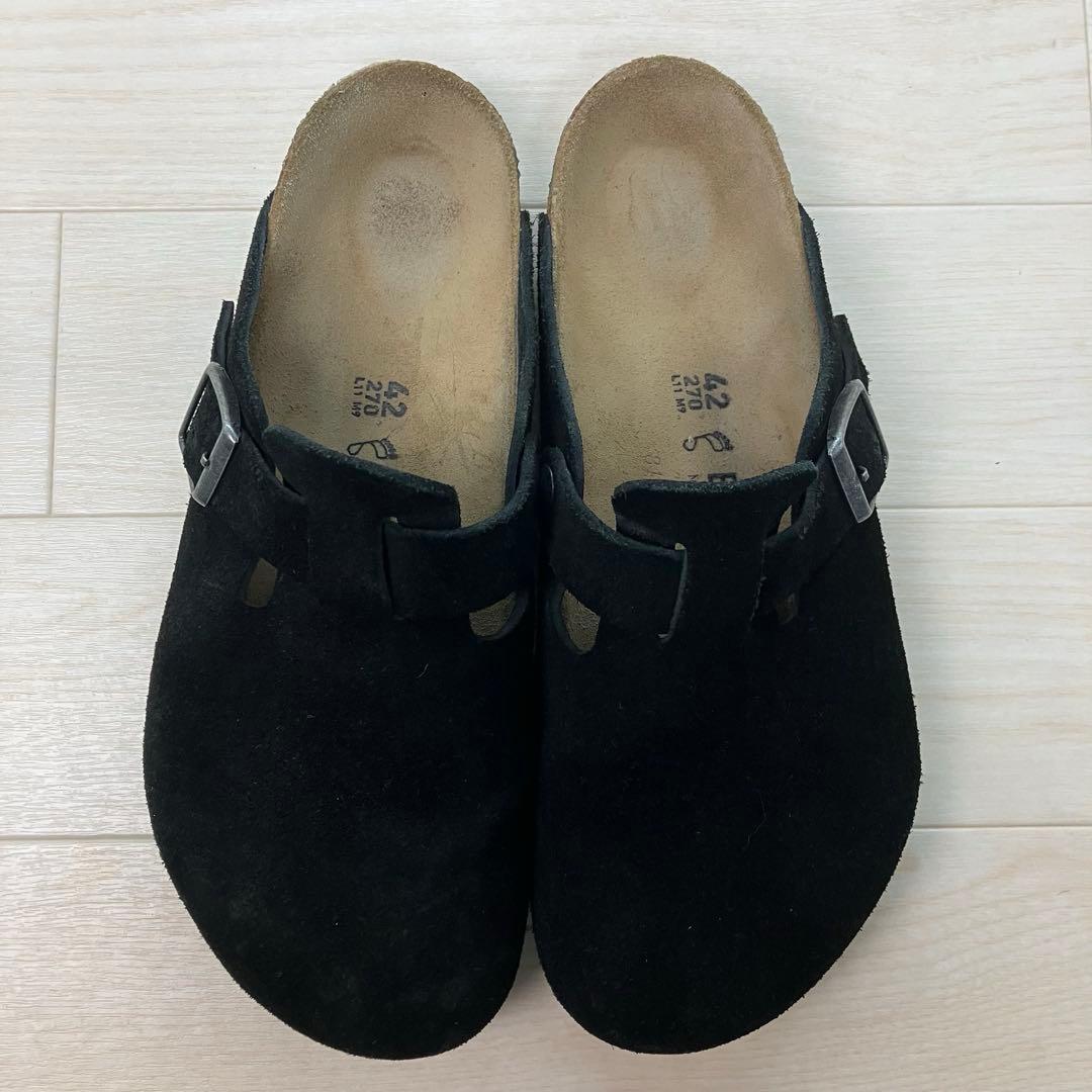 BIRKENSTOCK ボストン クロッグシューズ スエードレザー 黒 42