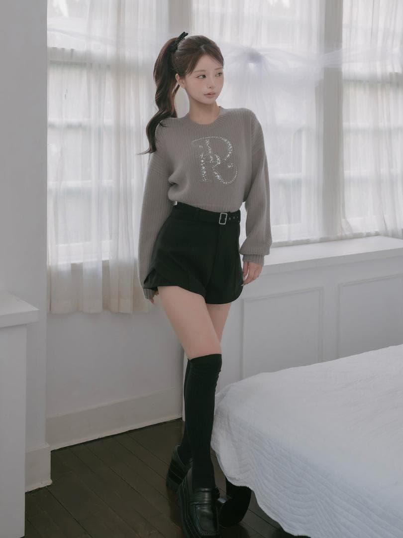 M 完売 新品 Darich サイドスリットハイウエストショートパンツ ブラック