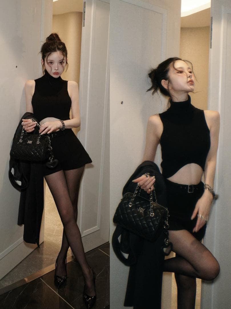 M 完売 新品 Darich サイドスリットハイウエストショートパンツ ブラック