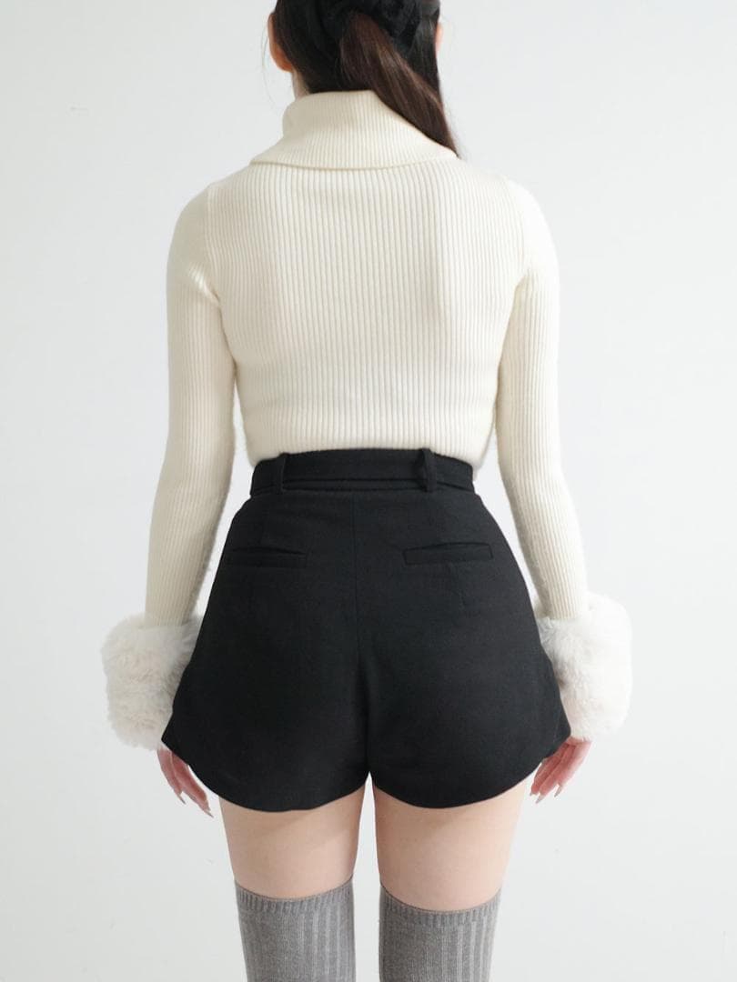 M 完売 新品 Darich サイドスリットハイウエストショートパンツ ブラック