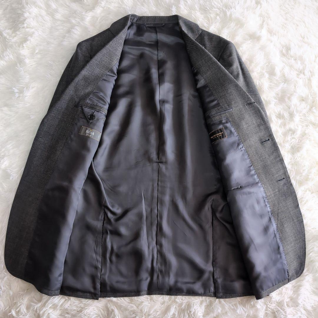 美品 スーツカンパニー REDA ホップサック スーツ スリーピース チャコール