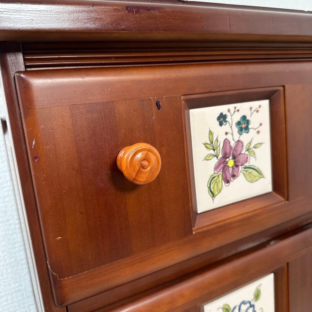 スペイン バレンシアタイル チェスト 木製 4段 タンス カントリー ※i4※