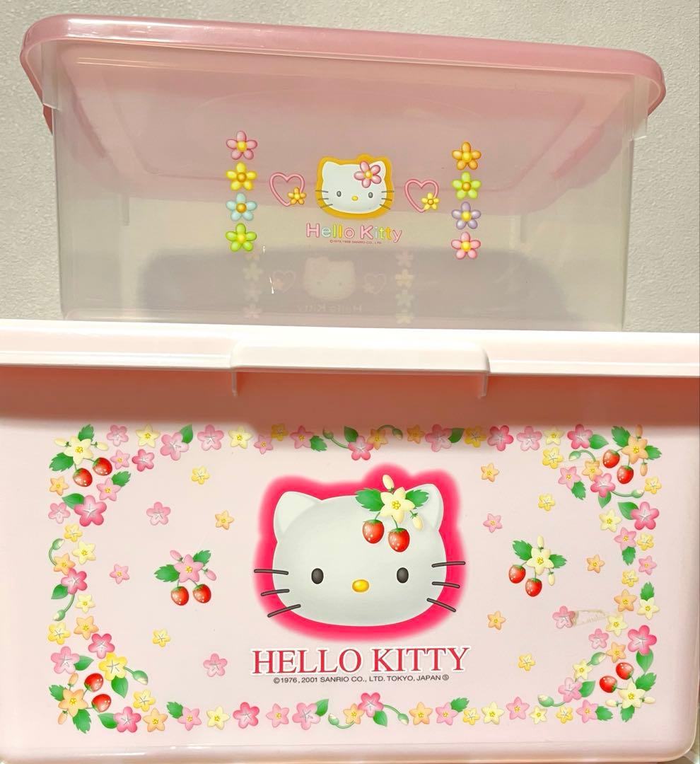 【希少】平成レトロ キティちゃん 野いちご オープンケース収納ケース2点セット