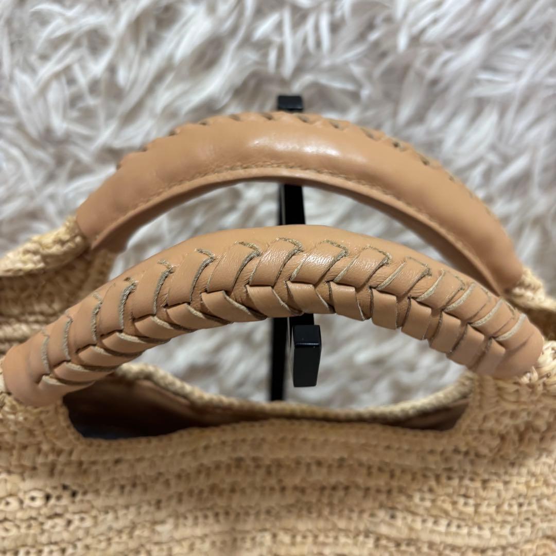 ヘレンカミンスキー かご トートバッグ ラフィア100% 裏地あり 持ち手レザー