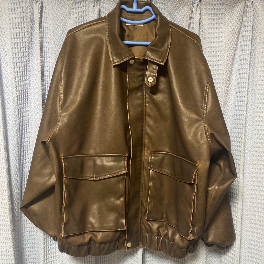 NICE CLAUP フェイクレザージャケット