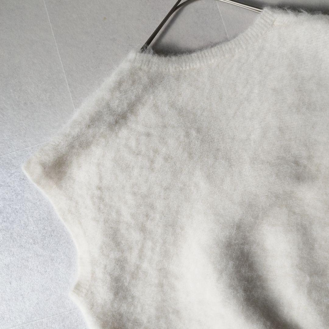 BEARDSLEY アルパカシャギーニットジレ ふわふわベスト ホワイト