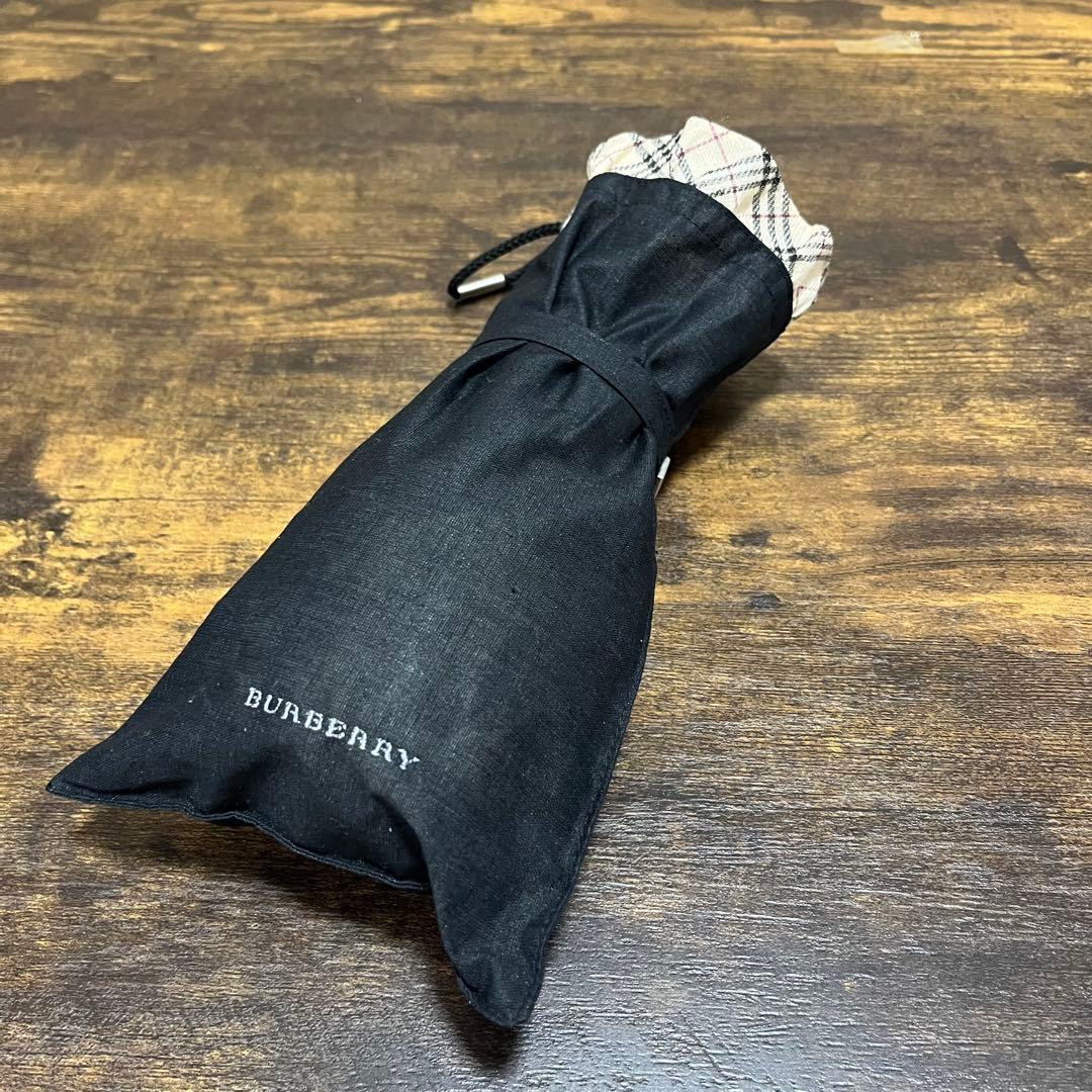美品✨BURBERRY バーバリー フリル付き折りたたみ日傘 ブラック