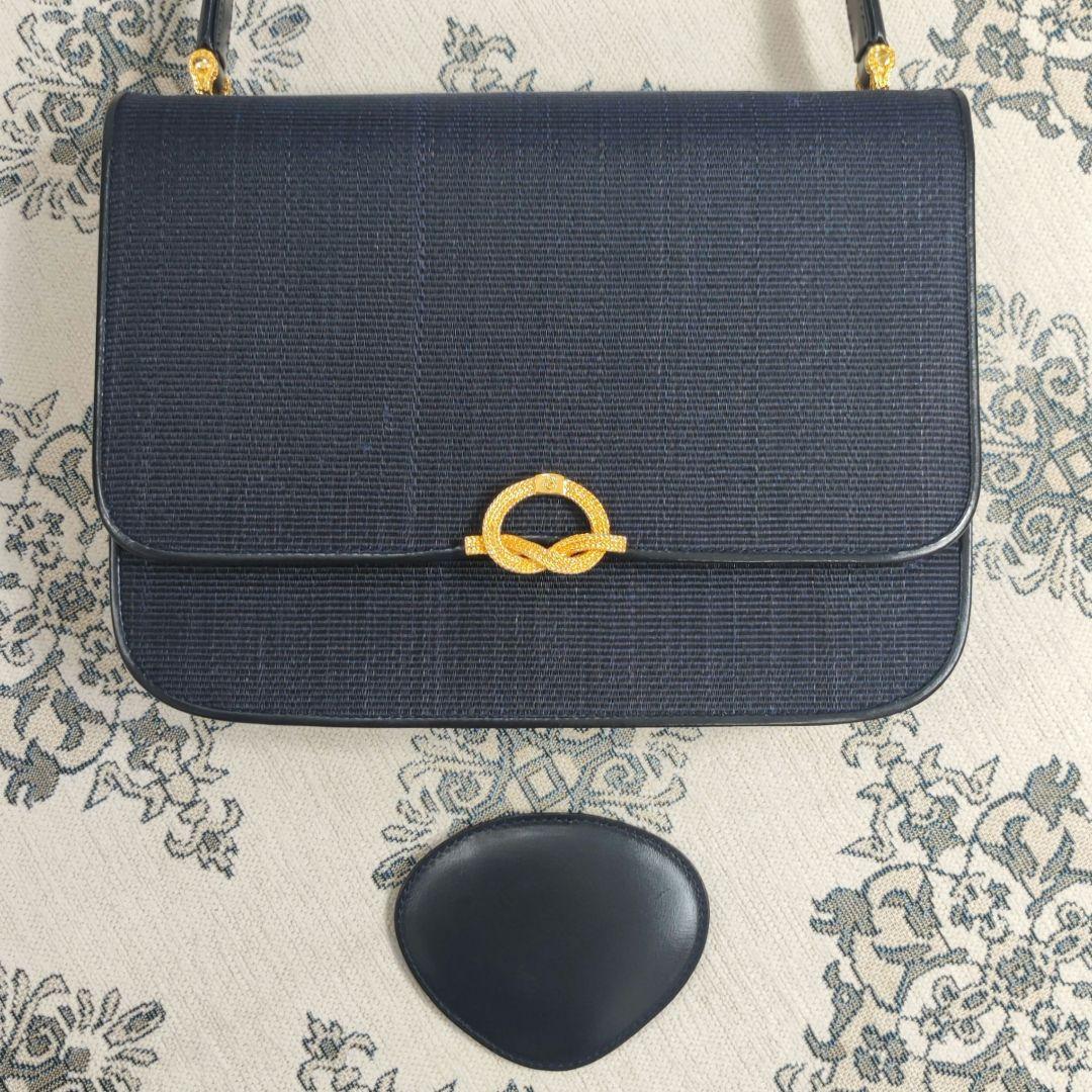 COMTESSE　コンテス　ワンハンドルバッグ　ホースヘアー×レザー　ネイビー