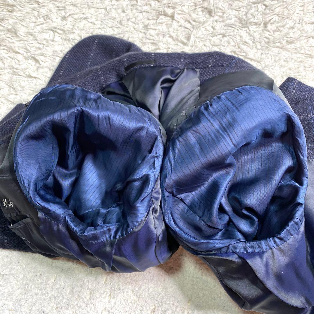 美品✨Burberry テーラード カシミヤ100% チェック M ネイビー