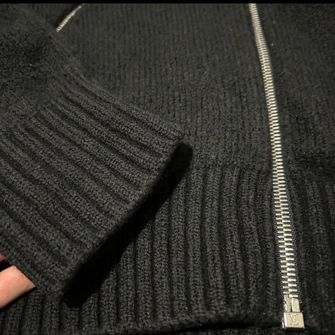 極美品 ルイヴィトン ドライバーズニット フルジップ ウールニット ブラック L