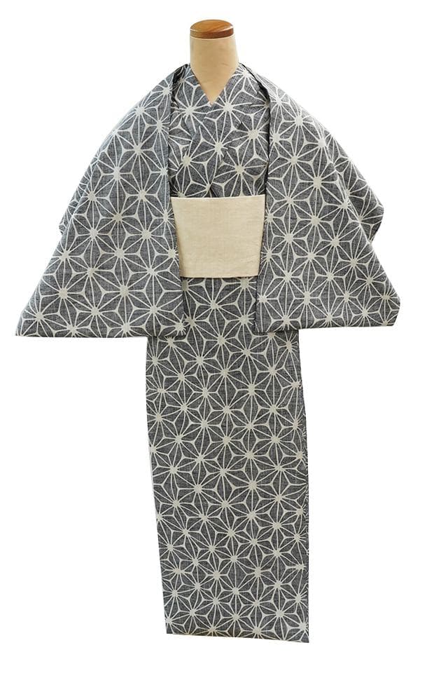 【未着用】竺仙紬ゆかた（変わり麻の葉）