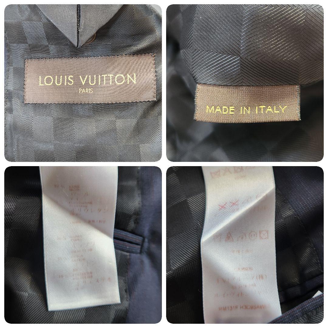 入手困難✨XL相当 ルイヴィトン スーツ ストライプ 裏地ダミエ柄 ネイビー