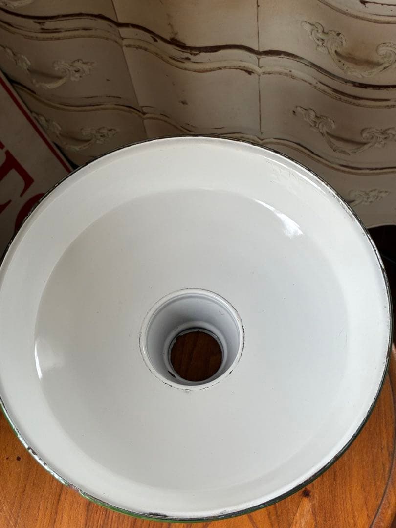 青柳アンティーク　ホーロー　ランプ　シェード　グリーン　30センチ　美品