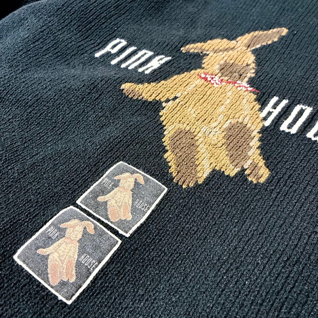 ク*ア様 ピンクハウス 希少 1990年代 うさぎ フード パーカー 黒 ワッペ