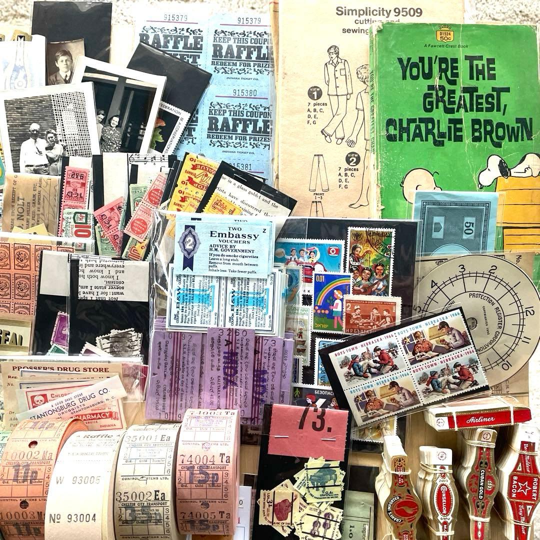 ヴィンテージ 紙モノ 新品大量まとめ売り 蚤の市ジャンクジャーナルコラージュ素材