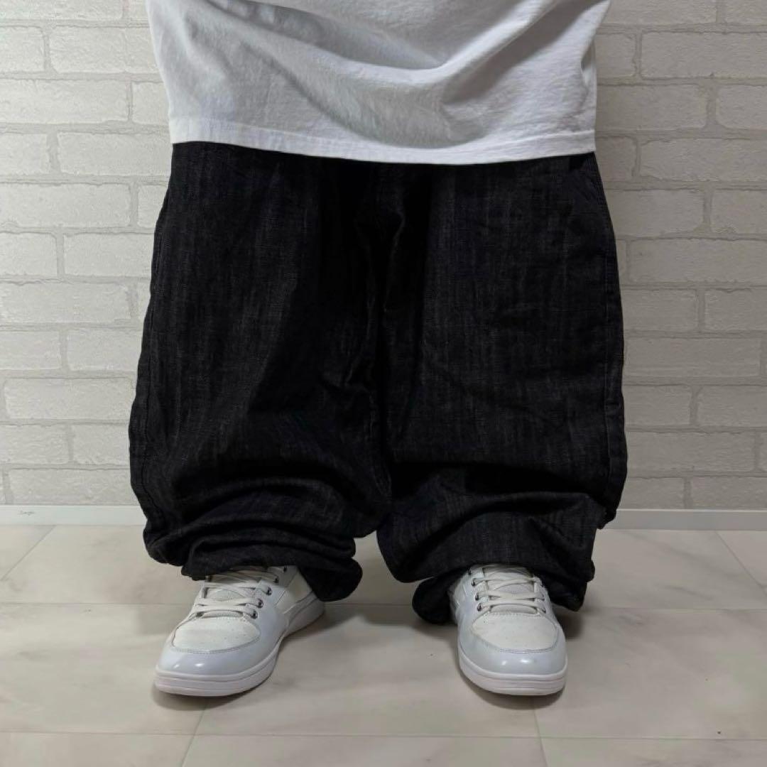 ロカウェア ROCAWEAR 極太　ブラックデニム　バギーパンツ　bboy 90