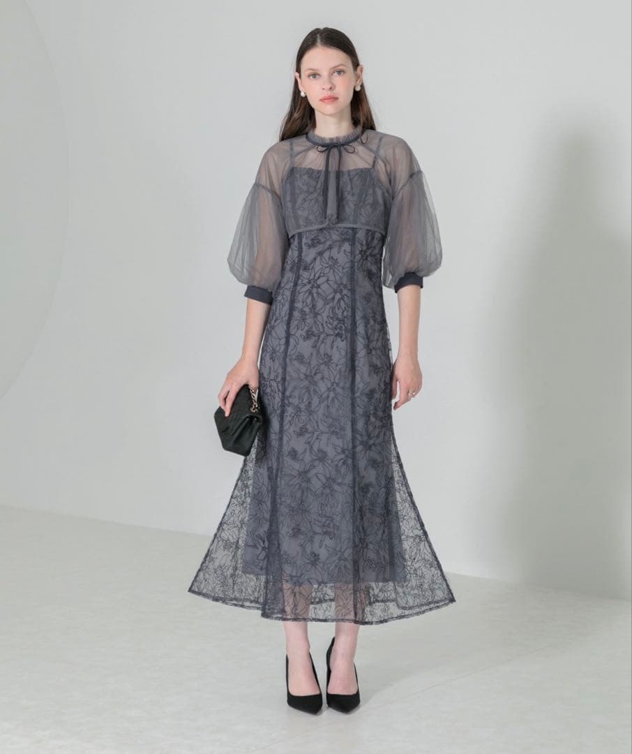 LEJA リボンシアーボレロレースマーメイドワンピースドレス