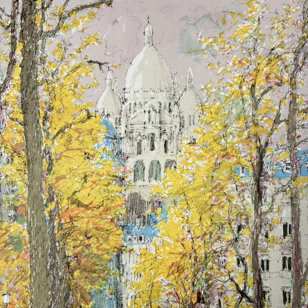 美品 小田切訓「モンマルトルの秋」リトグラフ 直筆サイン入り フランス パリ風景