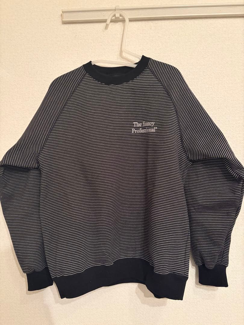 ENNOY エンノイBORDER CREW NECK SWEAT BLACK S