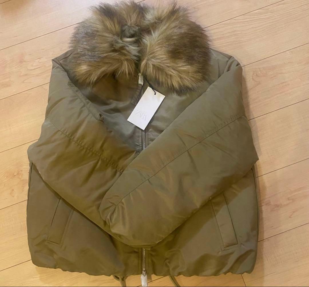 ZARA フェイクファー襟 ボンバージャケット Sサイズ