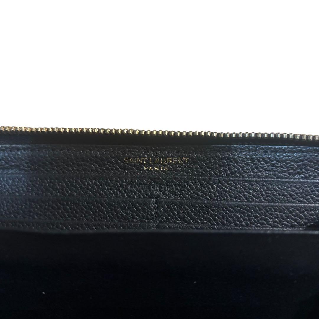 サンローラン 長財布 ラウンドファスナー カサンドラ YSL金具 黒