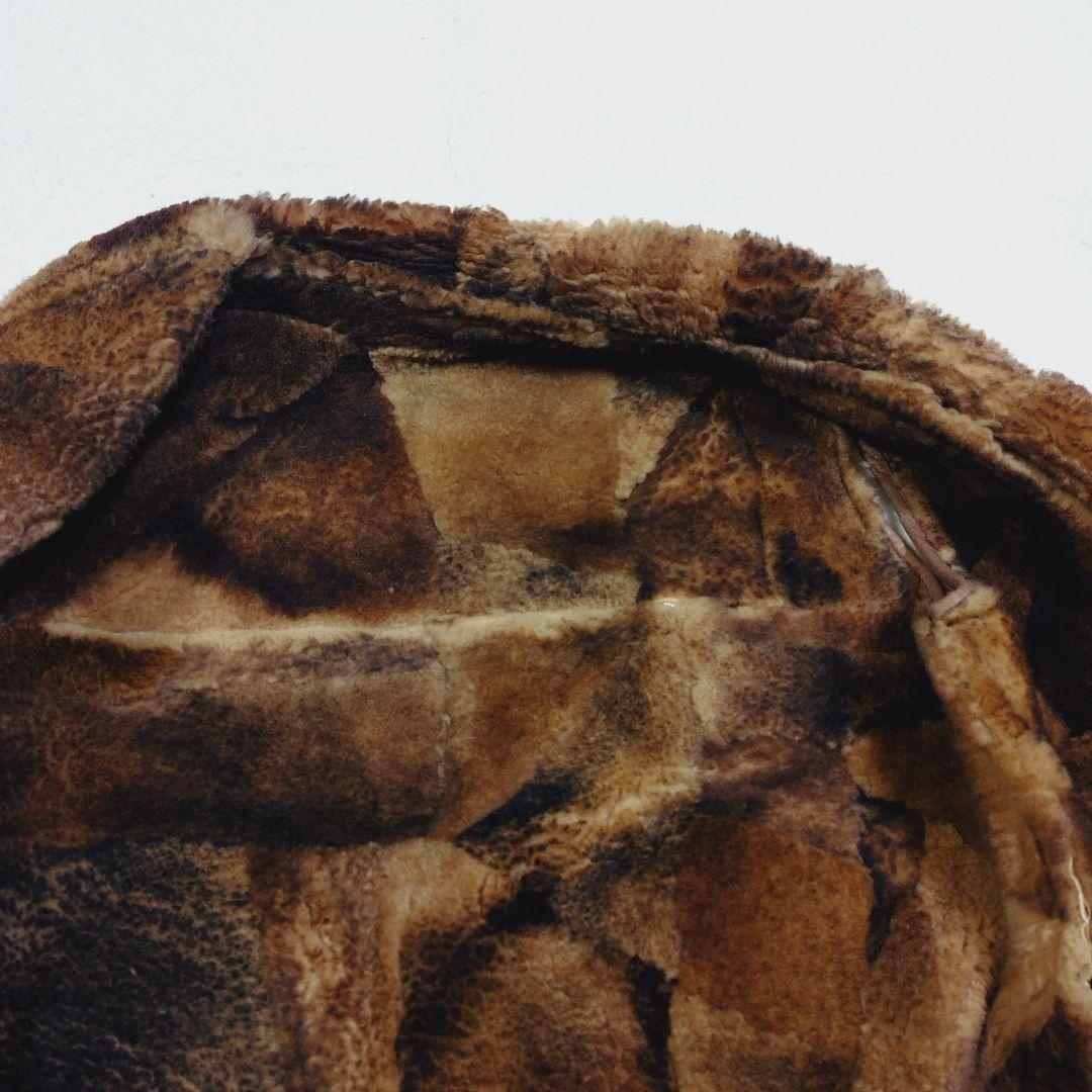 シープスキン 内ボア パッチワーク ベスト くるみボタン ヴィンテージ Lサイズ