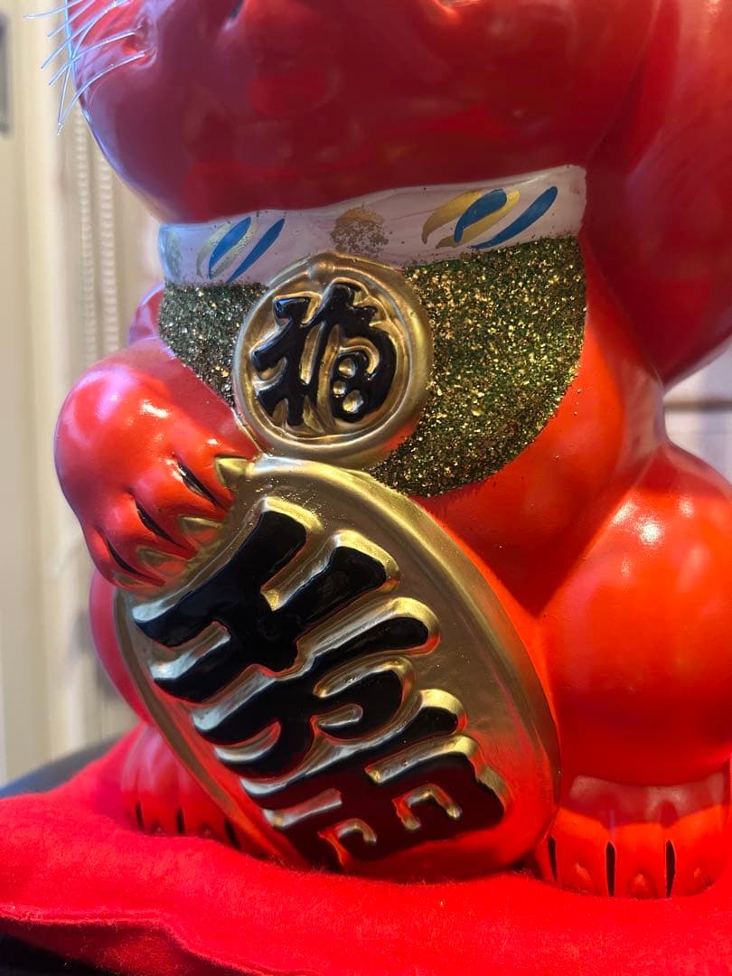 無病息災&良縁を招く⭐︎招き猫⭐︎常滑焼⭐︎赤⭐︎左手あげ⭐︎貯金箱