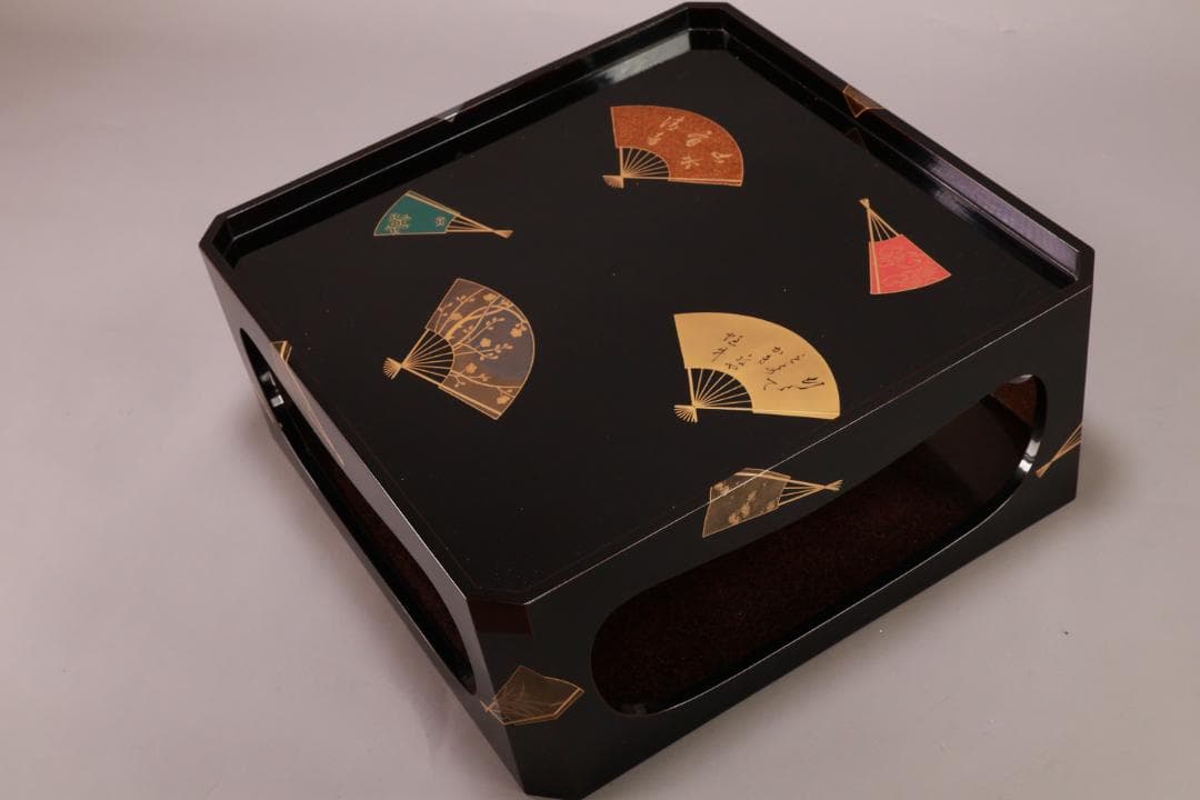 輪島塗　扇面金蒔絵　お櫃　はんがい　受け盆　お櫃台　会席　茶懐石　② BJ081